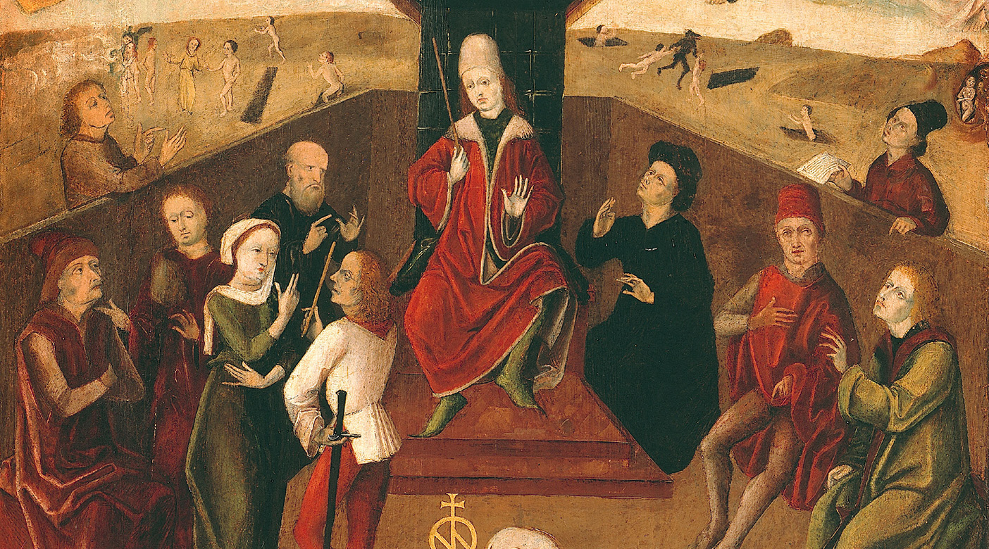 Alpenländischer Maler: Gerichtstafel des Stadtrichters Niclas Strobel, 1478 Öl/Tempera auf Fichtenholz, Rahmen 20. Jh. Inv.-Nr. MAL05/00574