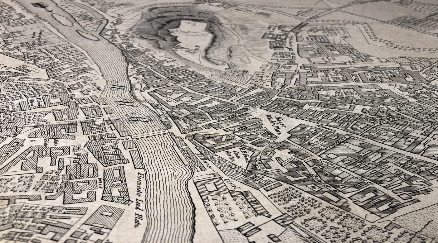 Ausschnitt einer historischen Karte der Stadt Graz.